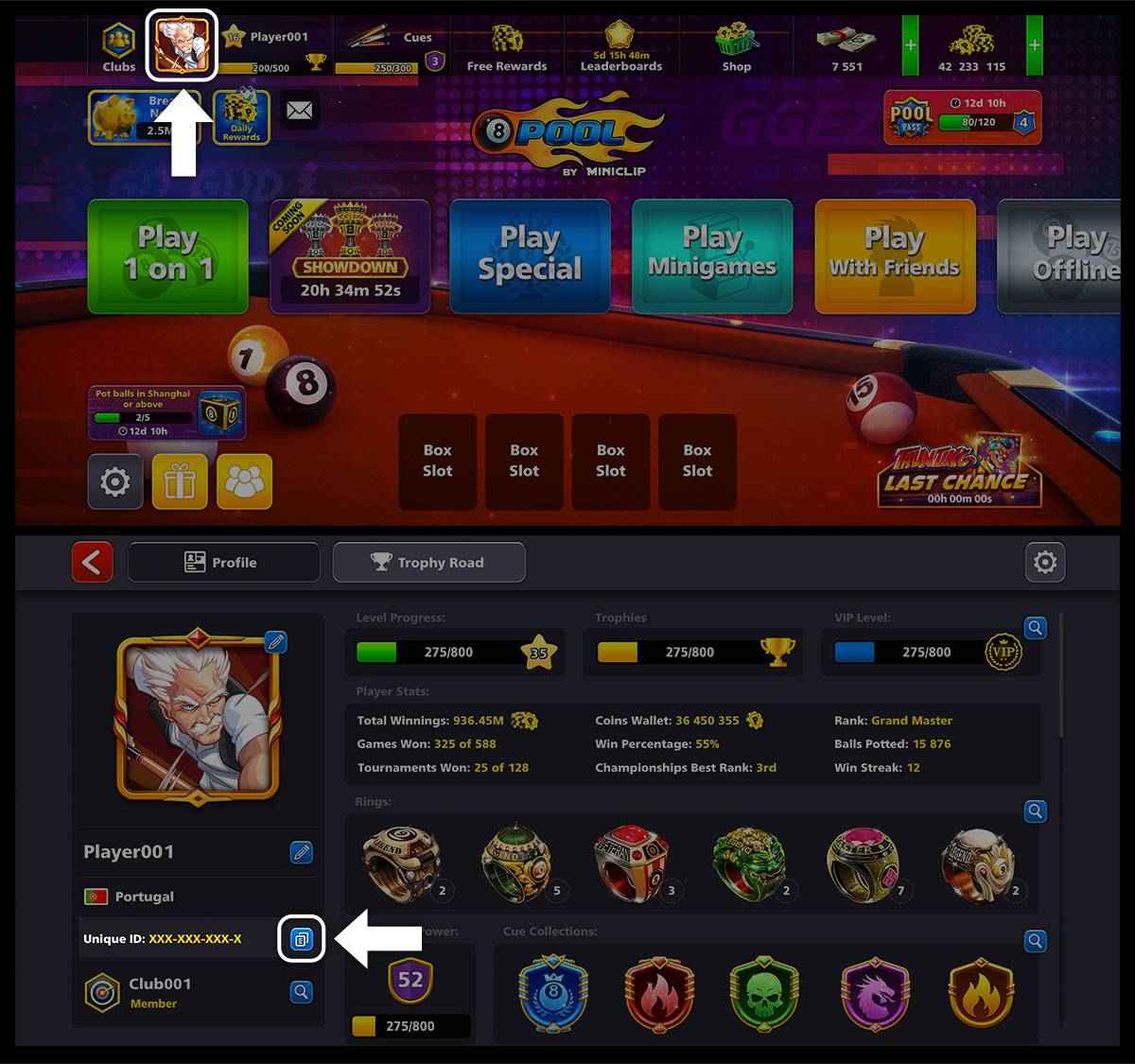 شرح كيفية الحصول على User ID الخاص بـ 8 Ball Pool
